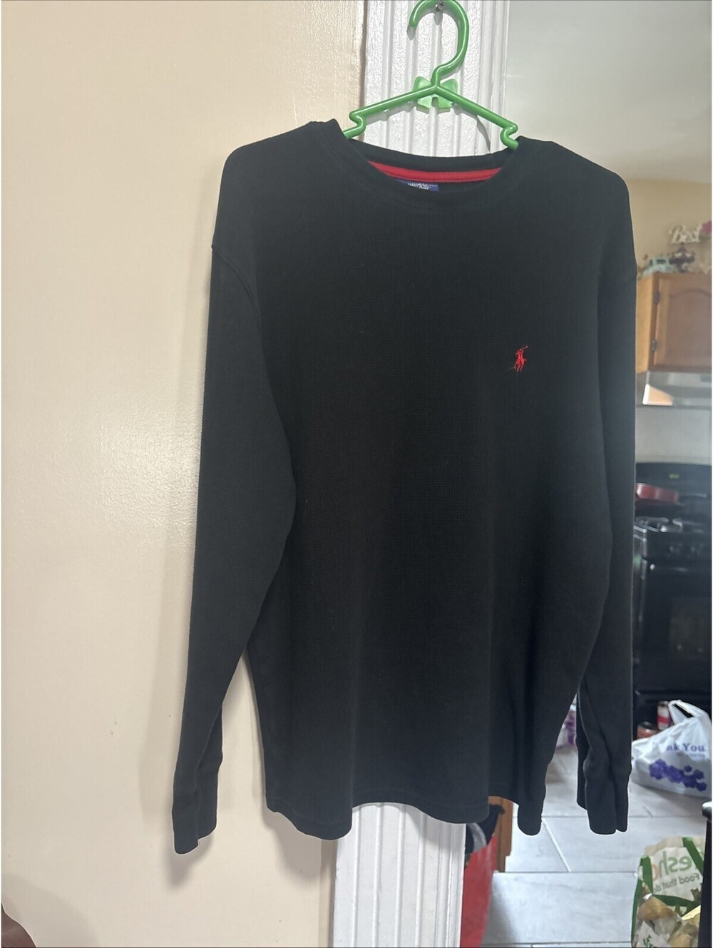 Polo Ralph Lauren Men's Long Sleeve Thermal Black Waffle Size Medium